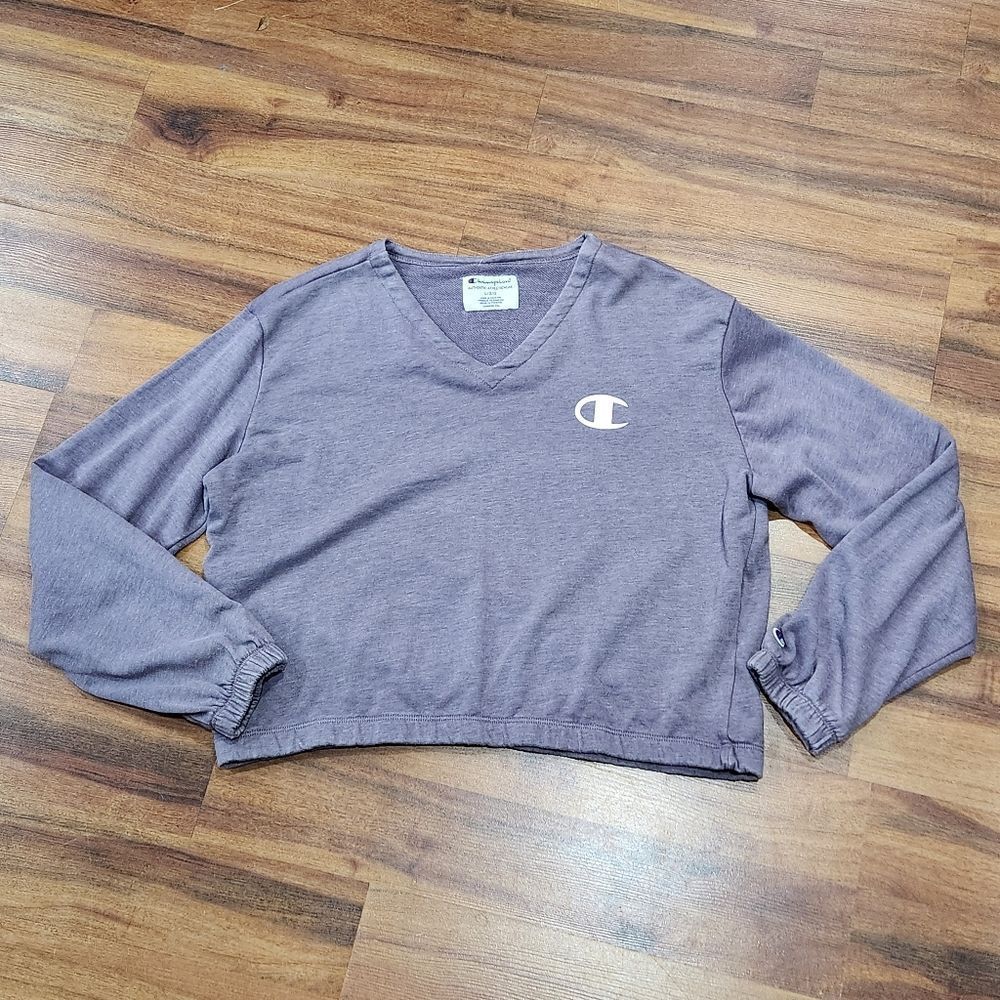 Champion Grayish Purple Pullover Vneck Sweatshirt Large